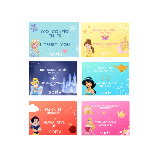 Tarjetas para Lunch Princesas