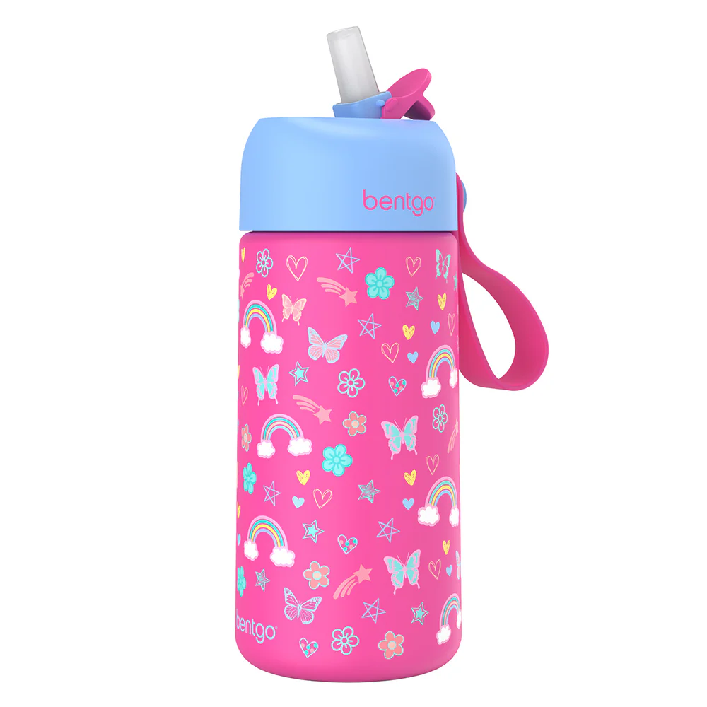 Bentgo Kids Rainbows and Butterflies Stainless Steel Water Bottle