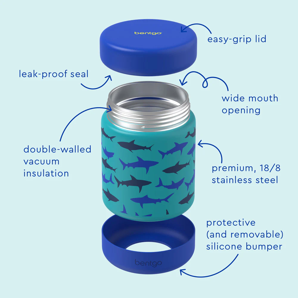 Bentgo Kids Stainless Steel Sharks Food Jar