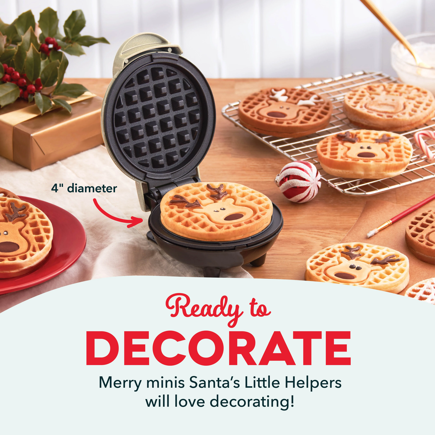 Mini Waffle Maker Reindeer