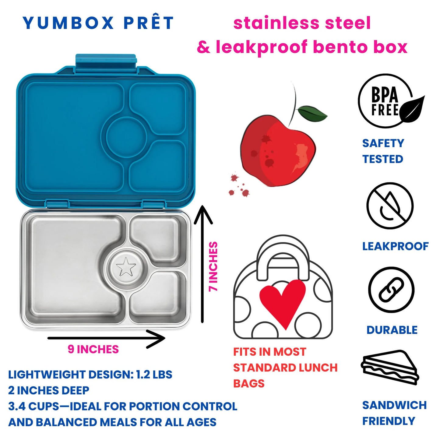 Yumbox Prêt Stainless Steel Bento Normandy Blue