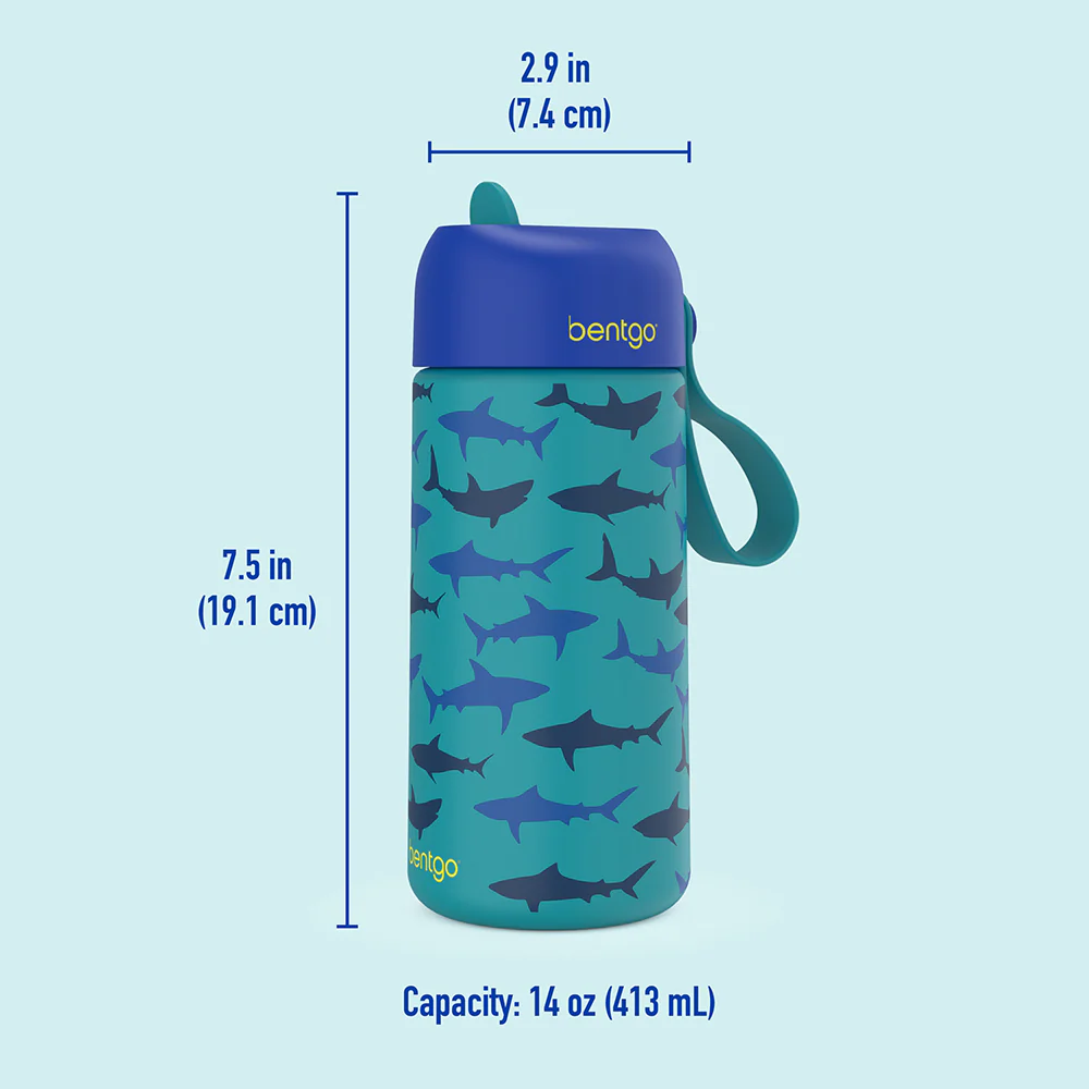 Bentgo Kids Sharks Stainless Steel Water Bottle