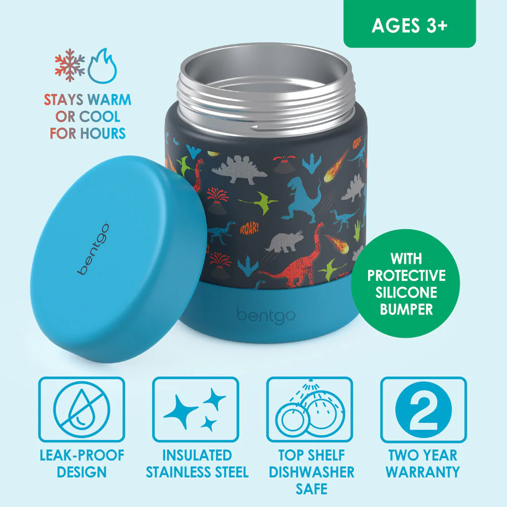 Bentgo Kids Stainless Steel Dinosaur Food Jar