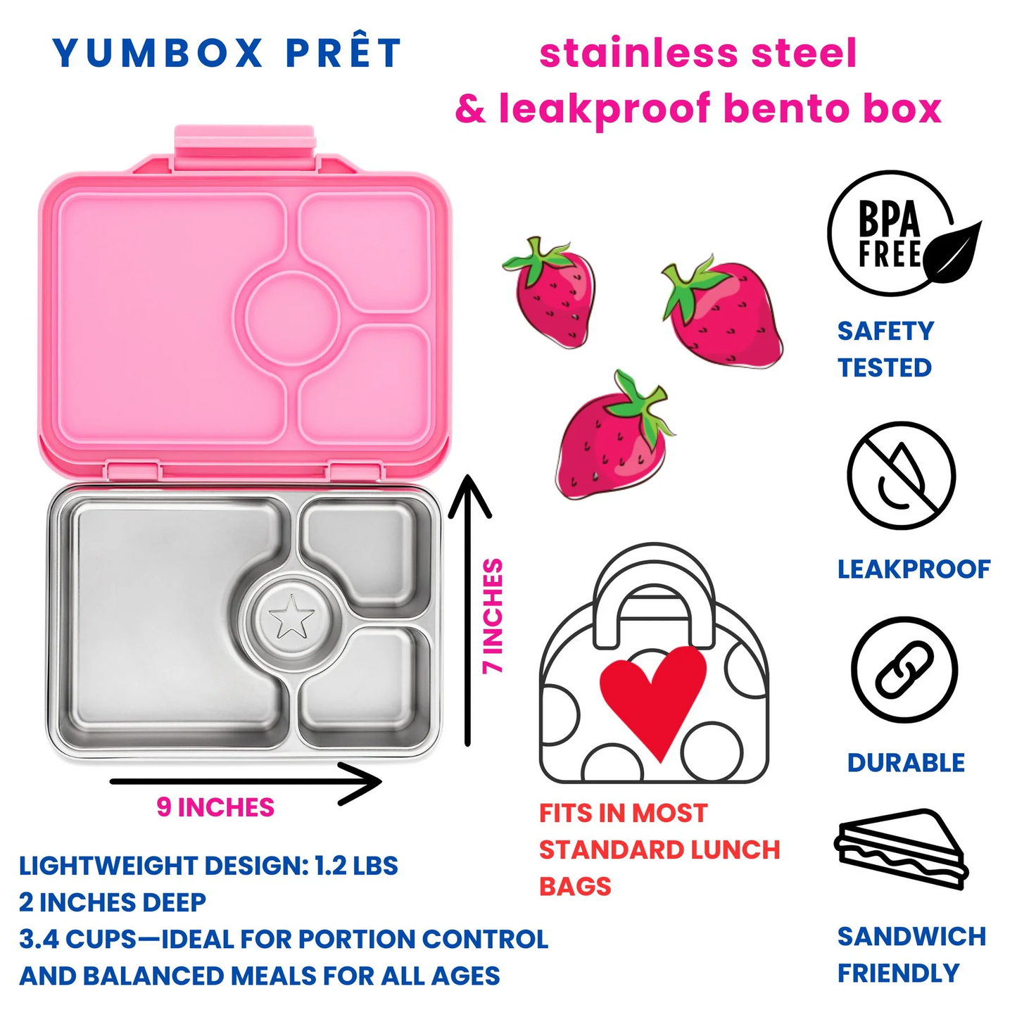 Yumbox Prêt Stainless Steel Bento Versailles Pink