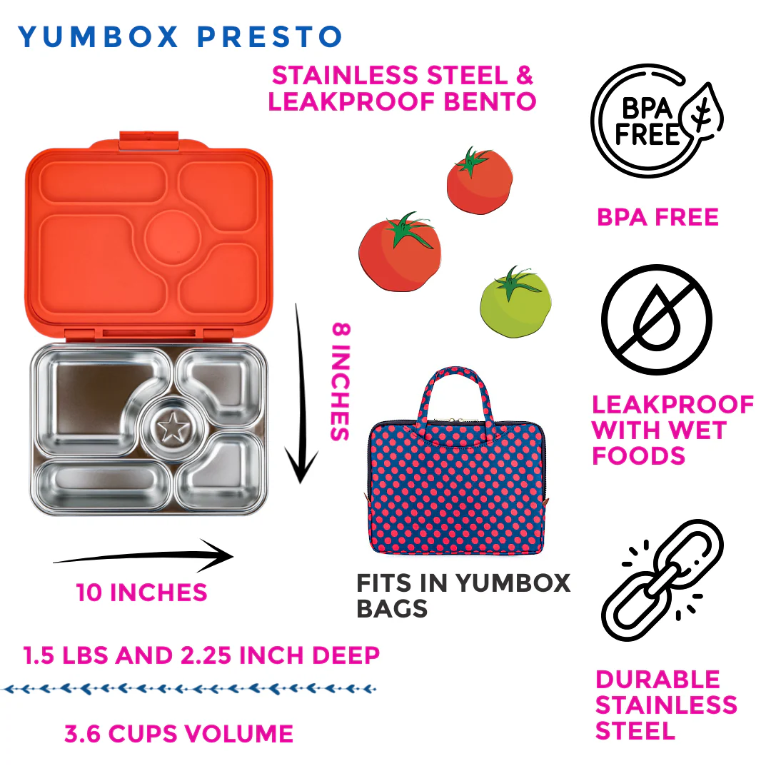 Yumbox Stainless Steel Bento Box Tango Orange