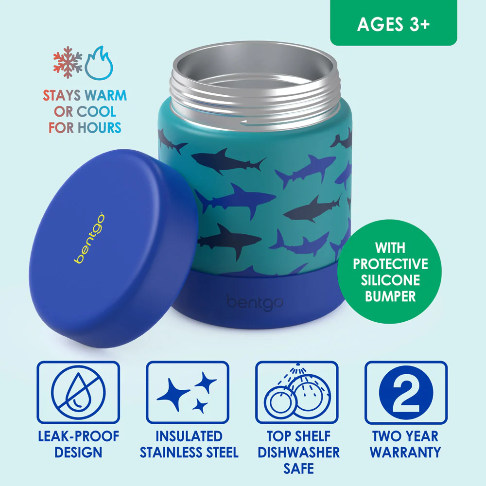 Bentgo Kids Stainless Steel Sharks Food Jar